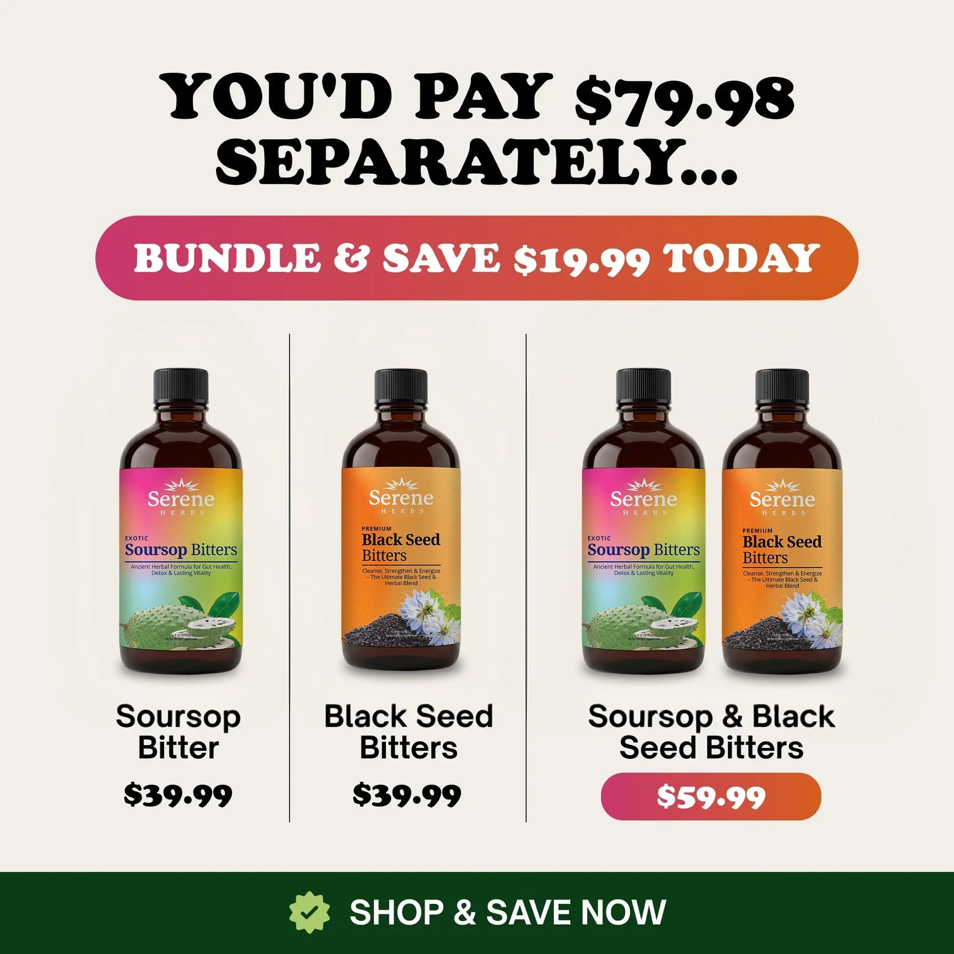 Serene Herbs Soursop Bitters & Black Seed Bundle | Digestive Support
