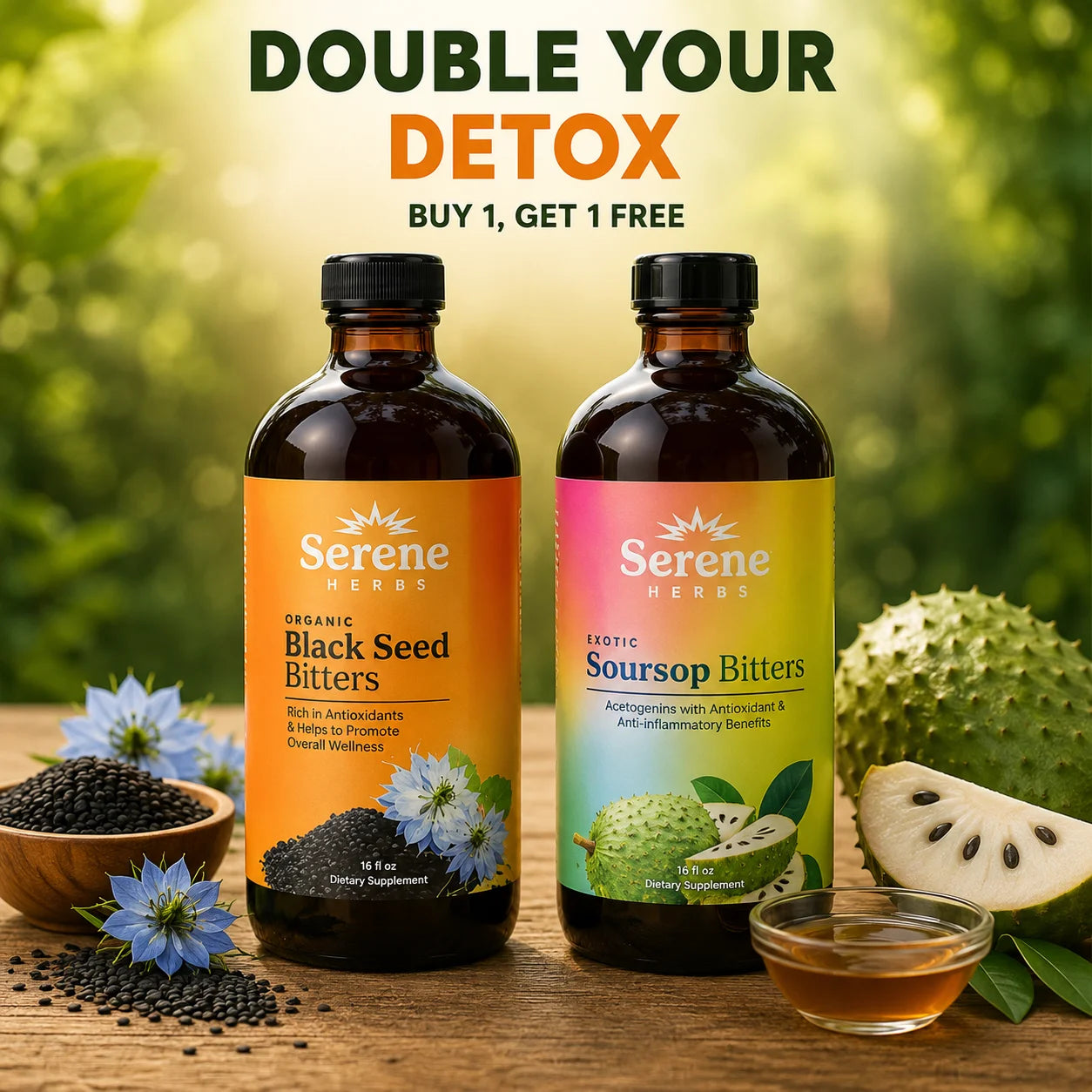 Serene Herbs Soursop Bitters & Black Seed Bundle | Digestive Support
