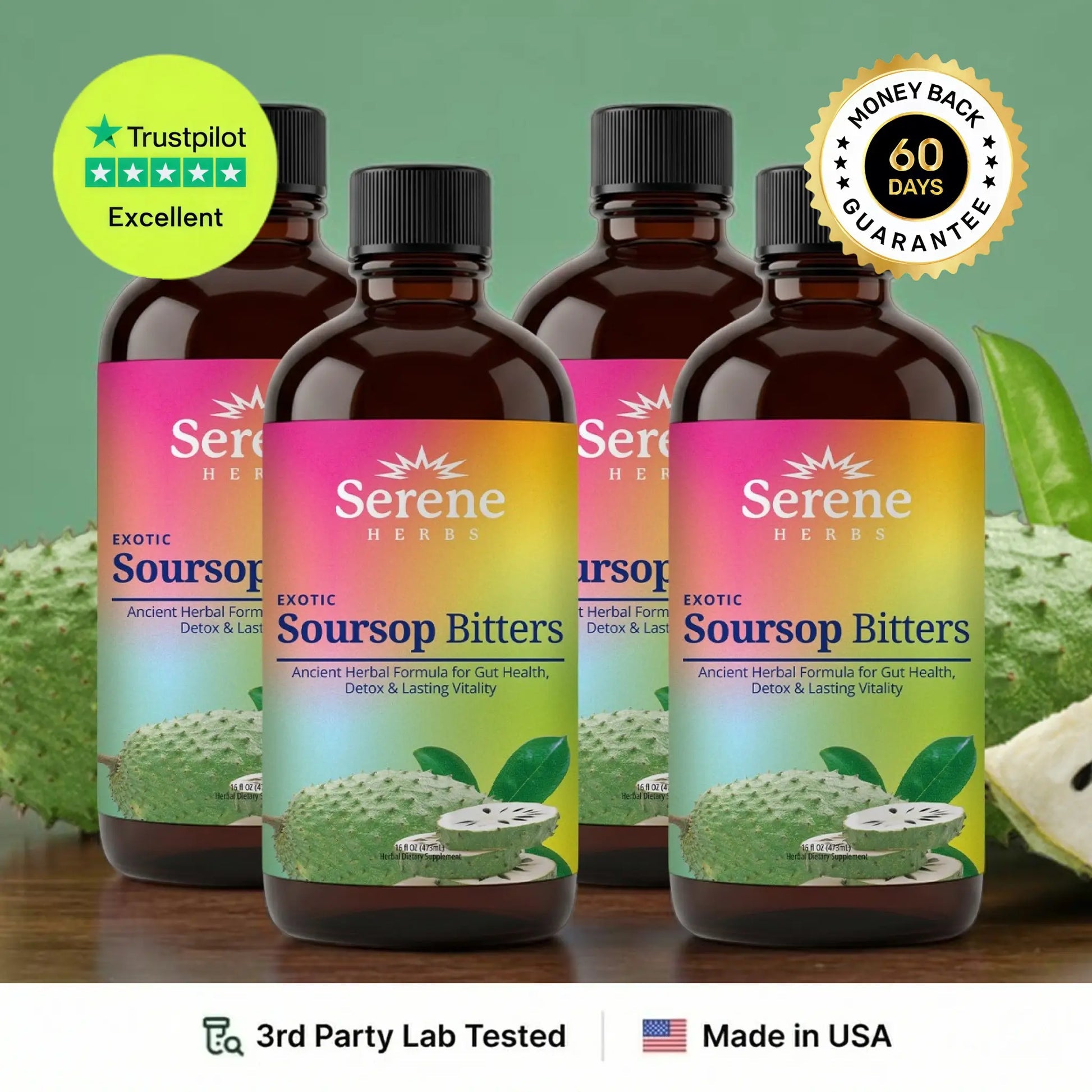 Serene Herbs Soursop Bitters Liquid | Gut Cleanse, Detox & Immune Support